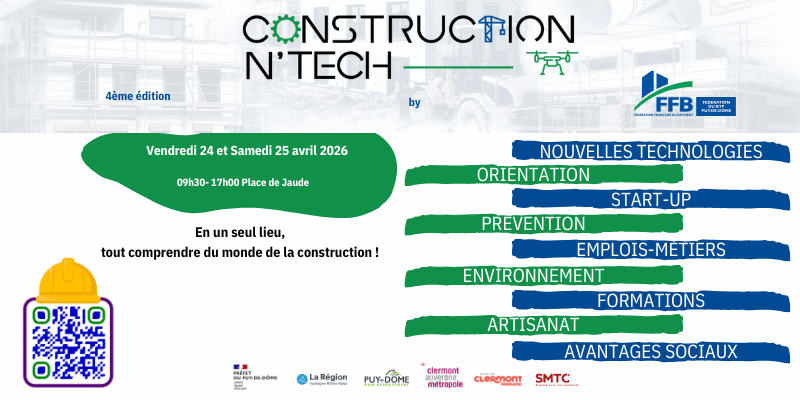 image du forum de la FFB Construction 'N Tech, place de jaude, 9h30-17h, 24 et 25 avril